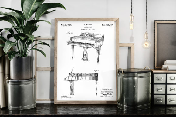 Download Grand Piano 1936 Vintage Patent Poster - 1936 Collection