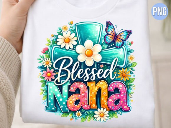 Download Blessed Nana Cross Butterfly Floral PNG - Nana Collection