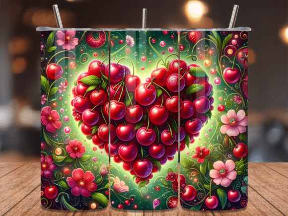 Download Cherry Heart Valentines Day Tumbler Wrap - Heart valentines Collection